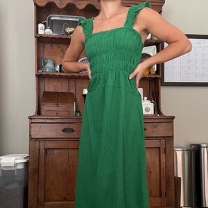 Old Navy Green Smocked Maxi Dress with Ruffled Straps